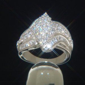 BELLA LUCE 3.60CTW DIAMOND SIM ROUND & BAGUETTE SS